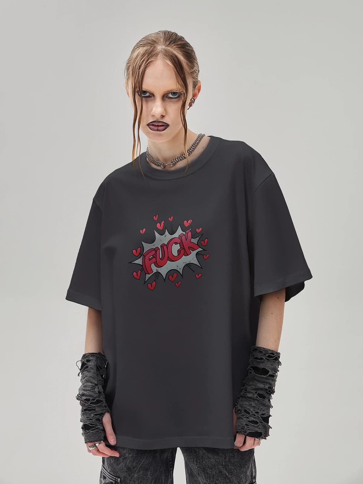 Футболка темно-серая с принтом Надпись — миниатюра 2