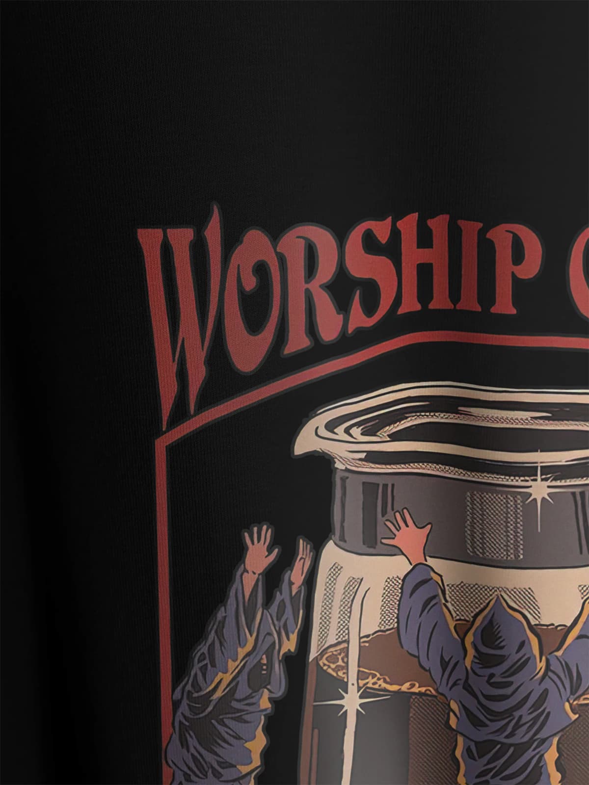 Футболка черная с принтом Worship coffee — миниатюра 3