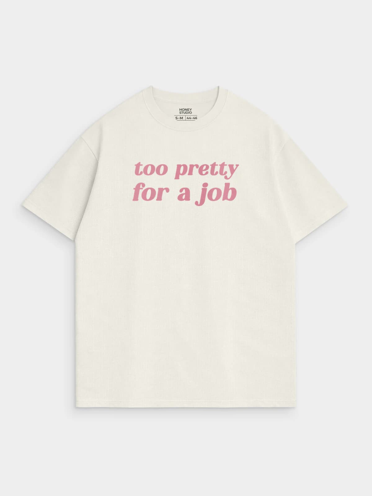 Футболка молочная с принтом Too pretty for a job — миниатюра 1