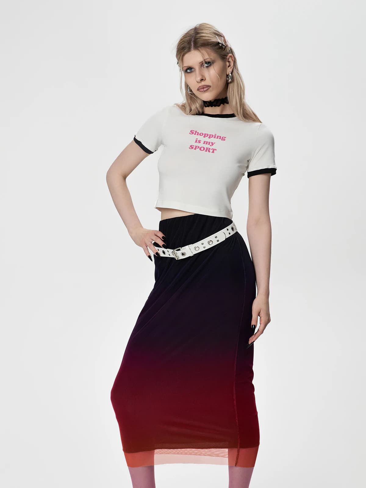 Футболка приталенная молочная с принтом Shopping is my sport — миниатюра 4