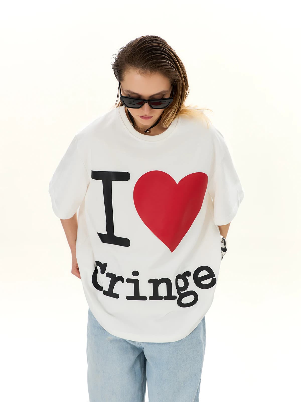 Футболка молочная с принтом I Love Cringe — миниатюра 8