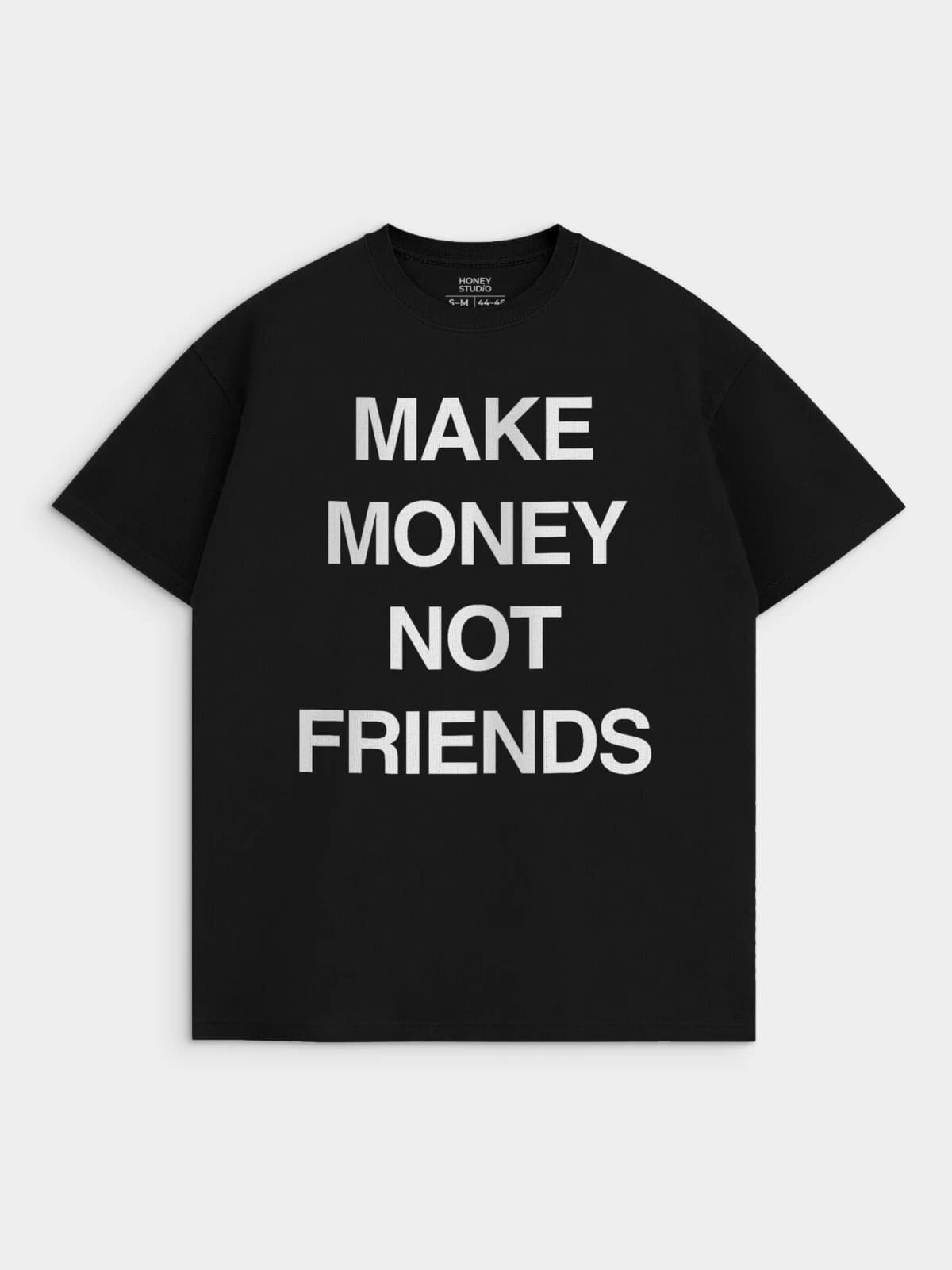 Футболка черная с принтом Make money not friends — миниатюра 1