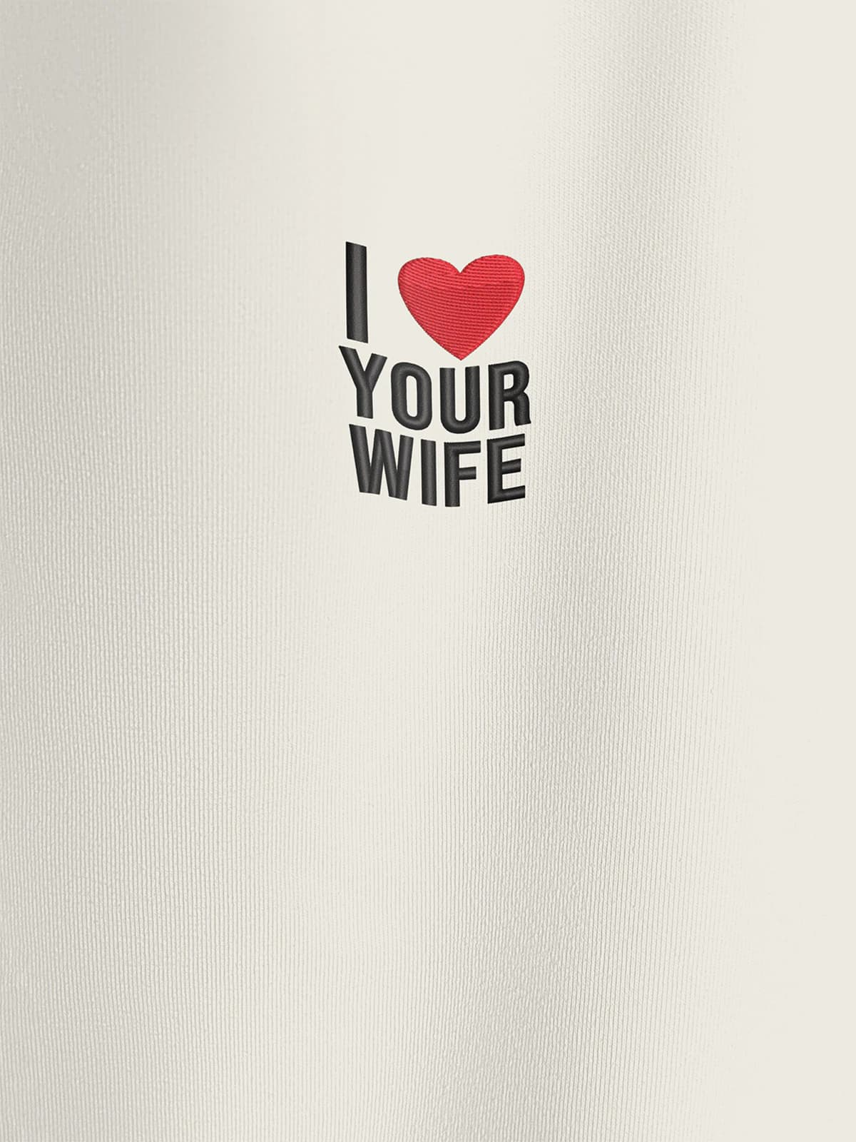 Футболка молочная с вышивкой I love your wife — миниатюра 2