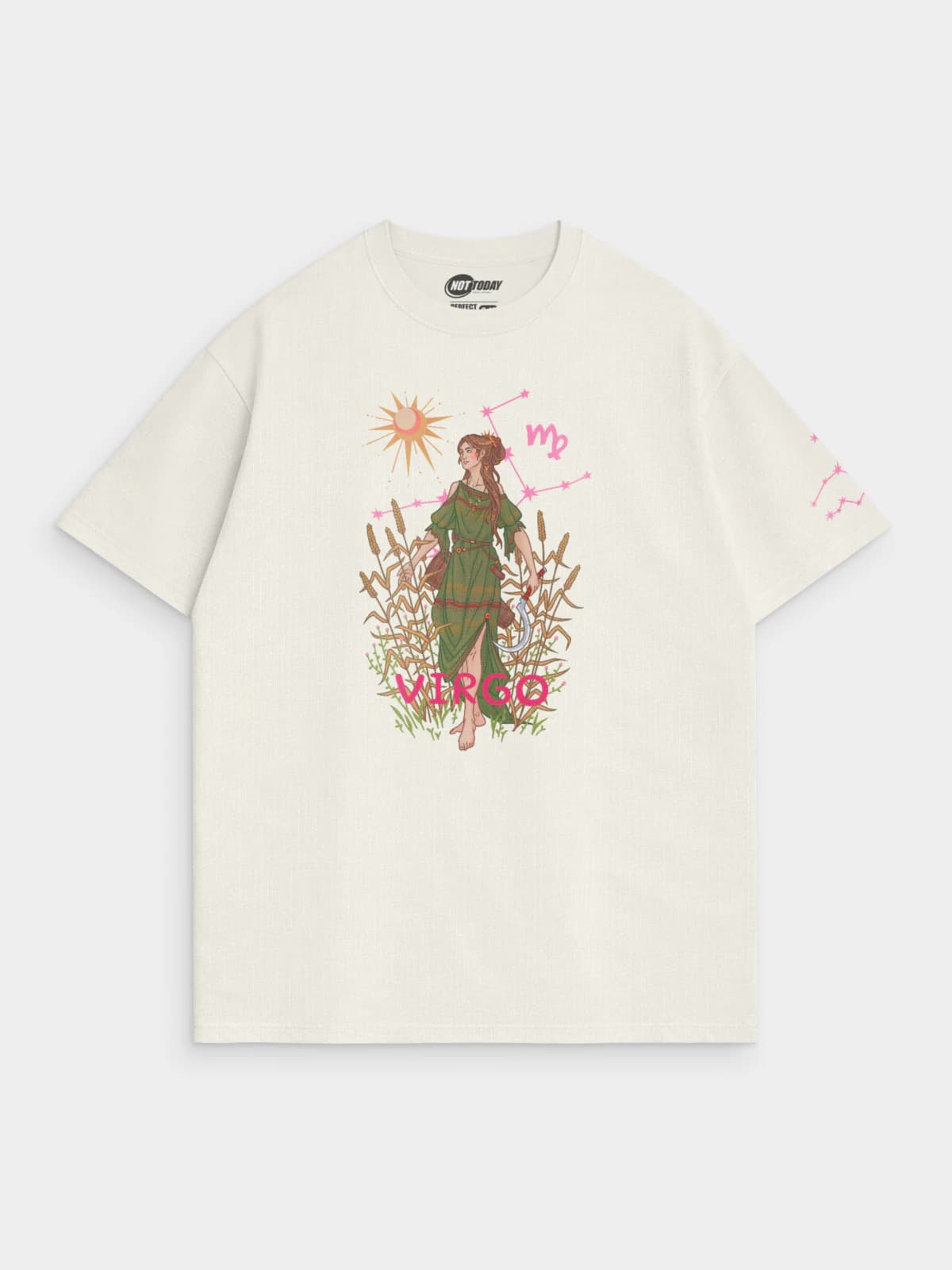 Футболка молочная с принтом знаки зодиака Дева — миниатюра 1