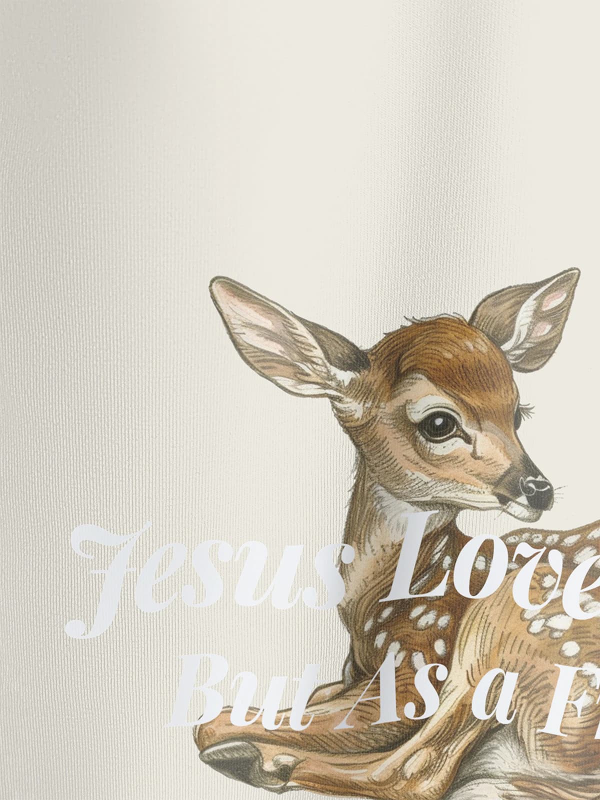 Футболка молочная с принтом Jesus Loves You — миниатюра 3