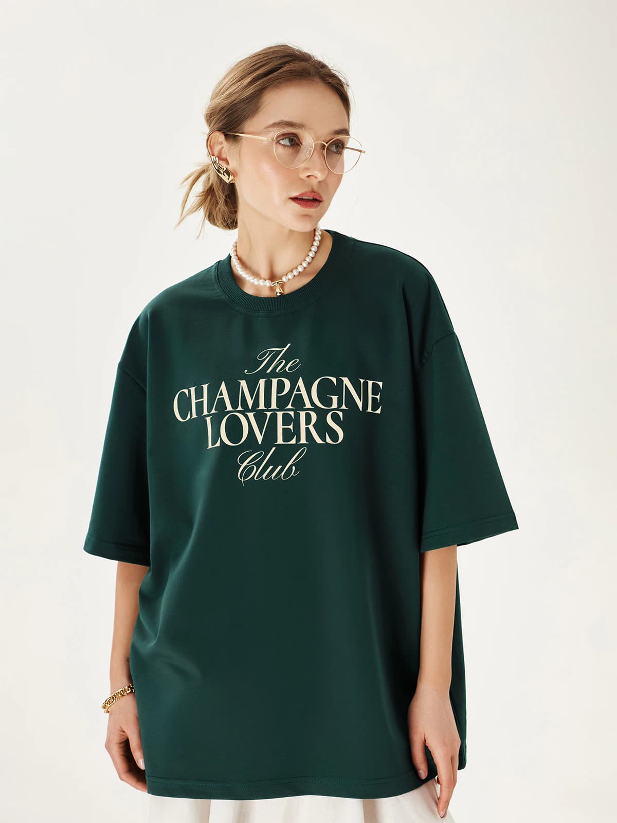 Футболка зеленая с принтом The champance lovers club — миниатюра 2
