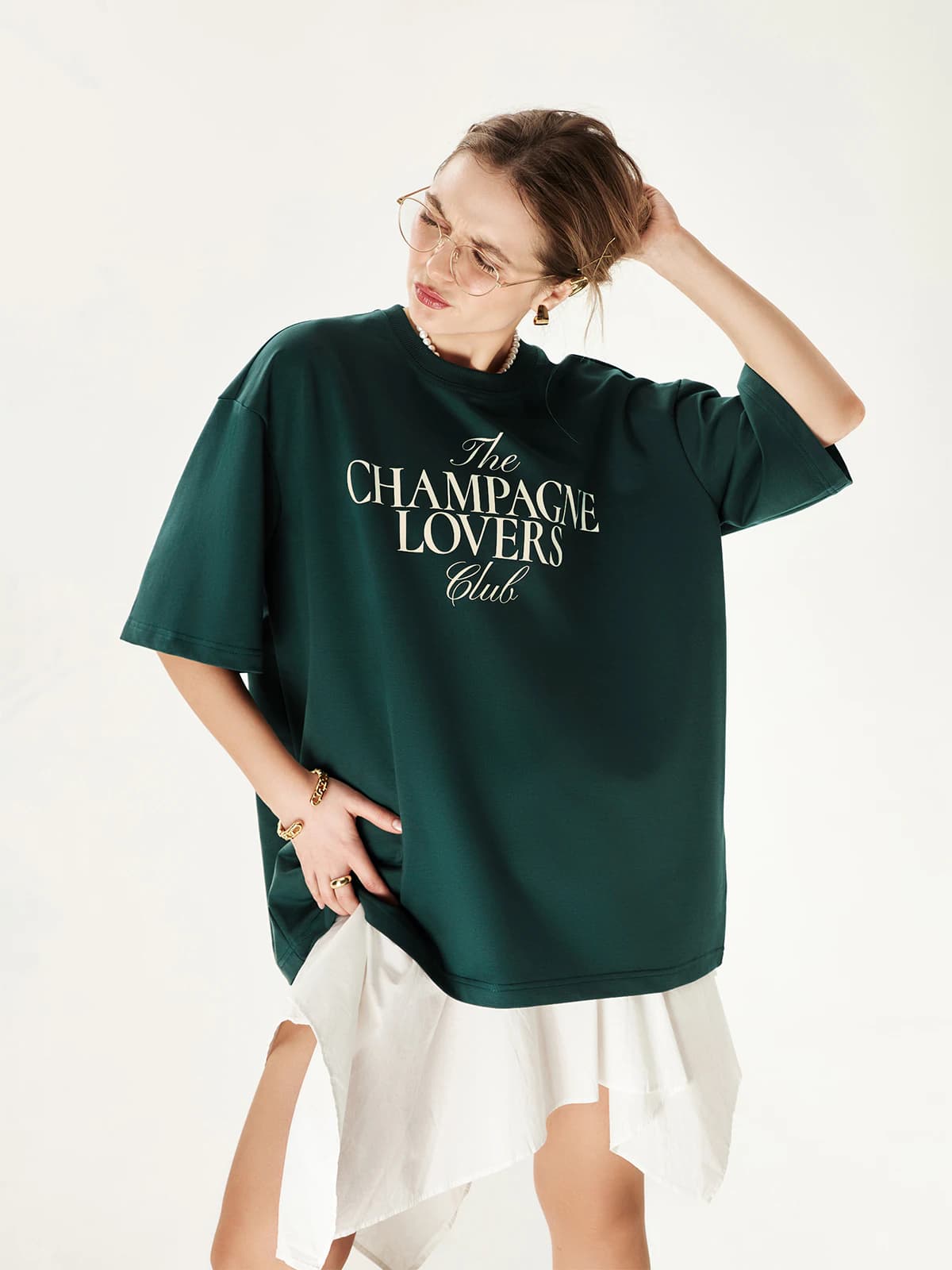 Футболка зеленая с принтом The champance lovers club — миниатюра 9