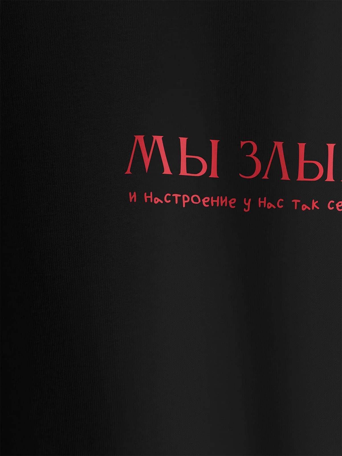 Футболка черная с принтом Мы злые и настроение у нас так себе — миниатюра 2