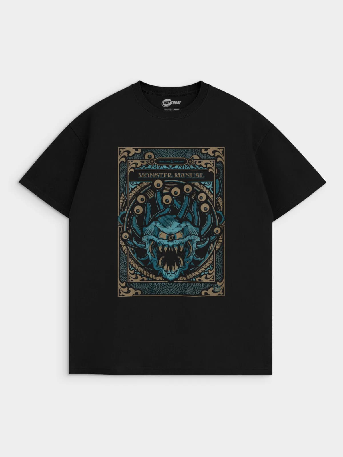 Футболка черная с принтом Dungeons & Dragons Monster manual — миниатюра 1