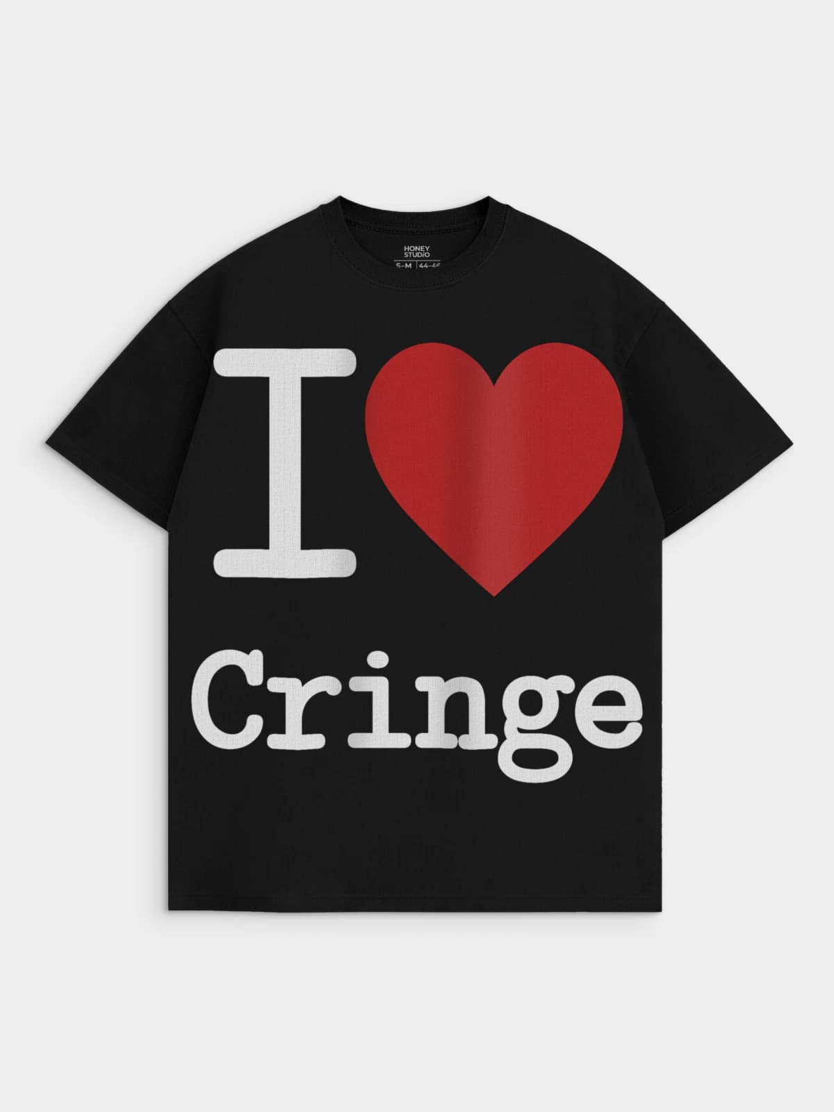 Футболка черная с принтом I Love Cringe — миниатюра 1