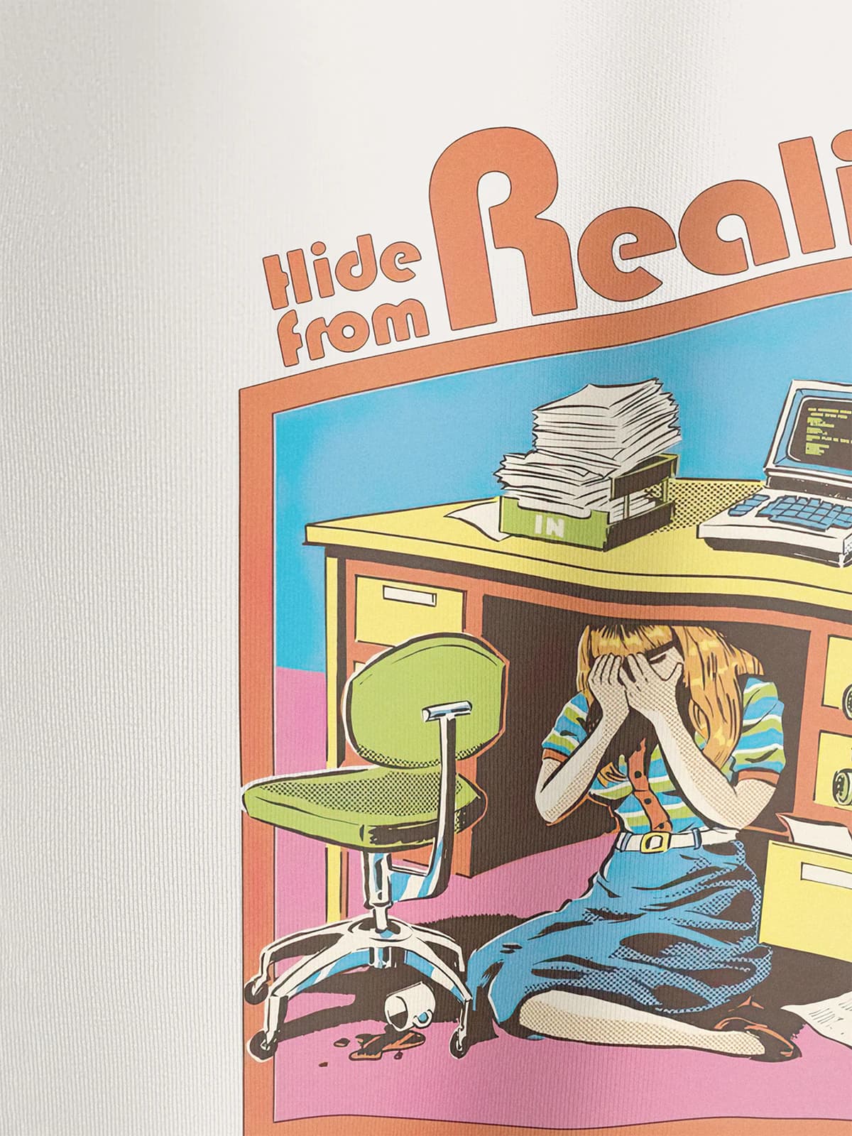 Футболка молочная с принтом Hide from reality — миниатюра 2