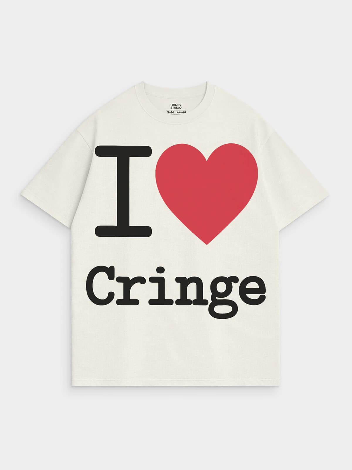 Футболка молочная с принтом I Love Cringe — миниатюра 1
