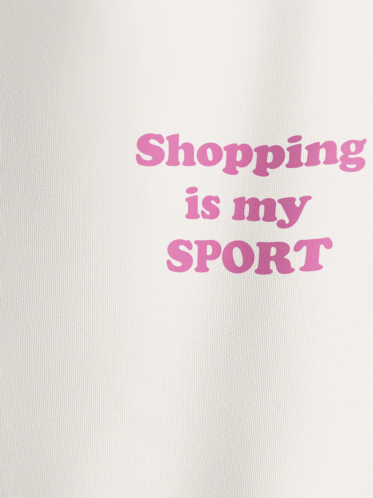 Футболка приталенная молочная с принтом Shopping is my sport — миниатюра 3