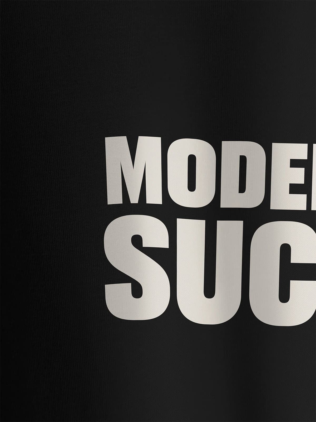 Футболка приталенная черная с принтом Models suck — миниатюра 3