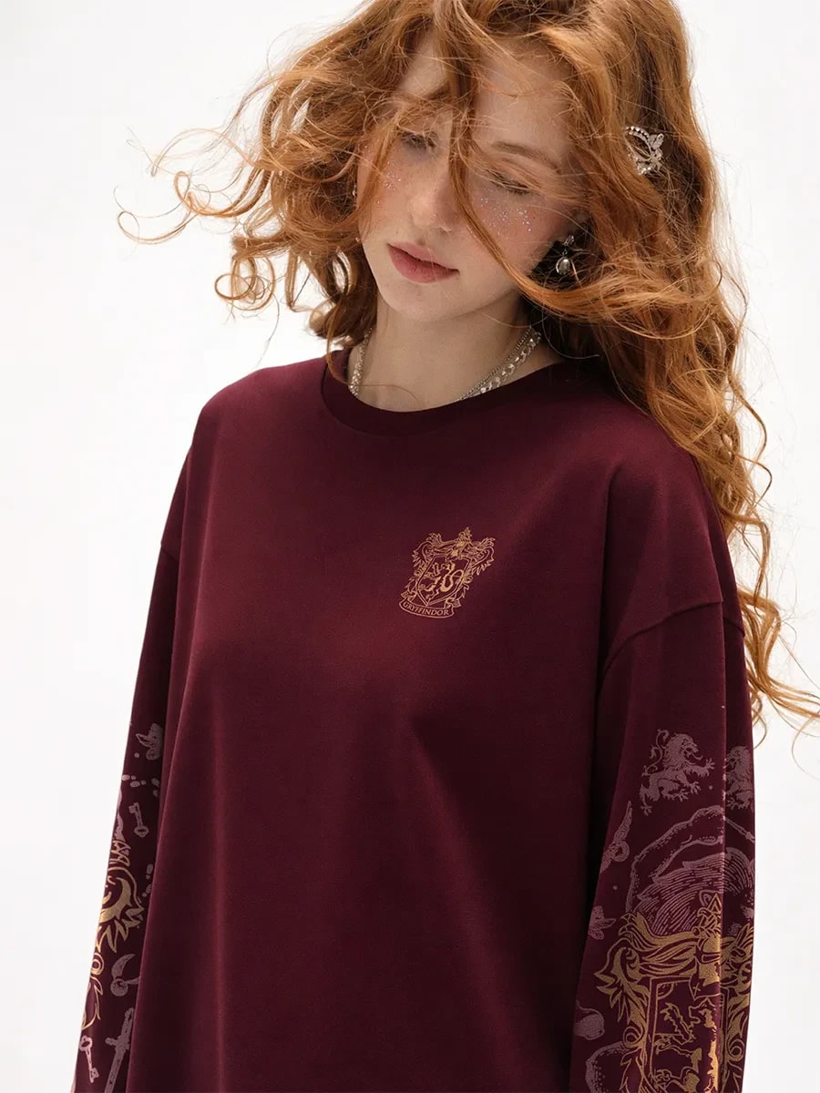Лонгслив бордовый с принтом Гарри Поттер