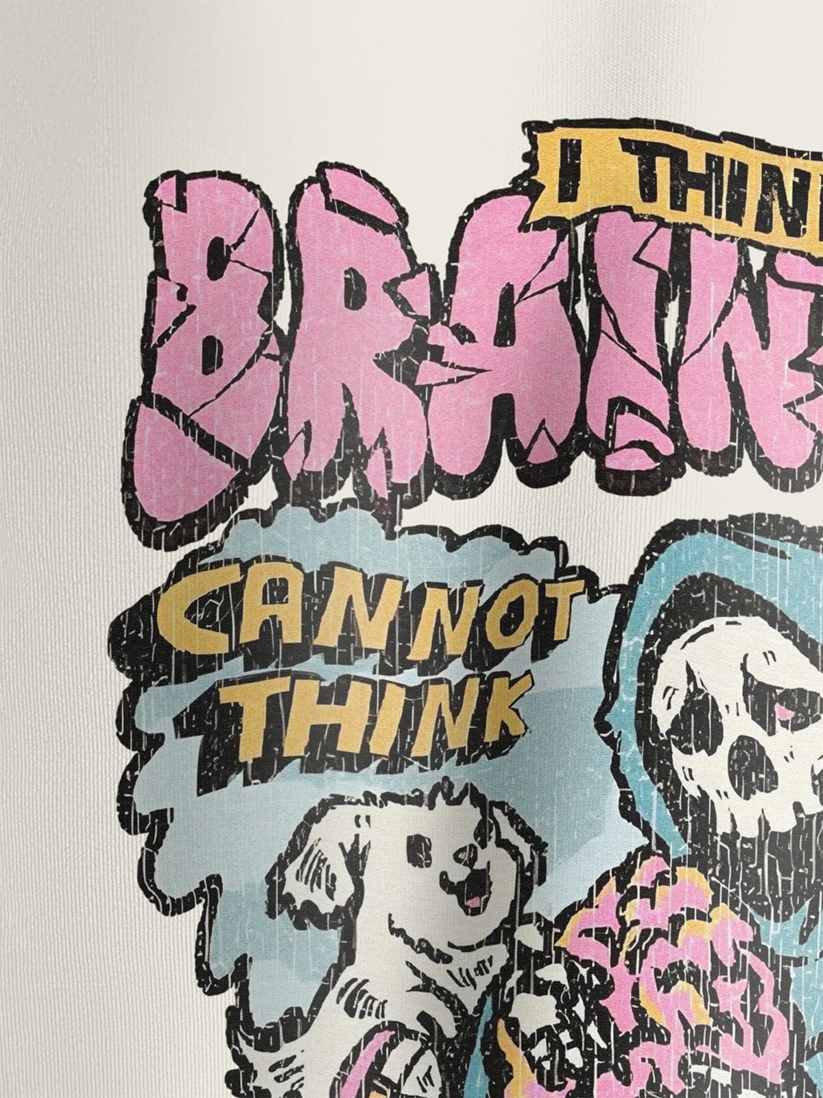 Футболка пломбир с принтом Brain dead