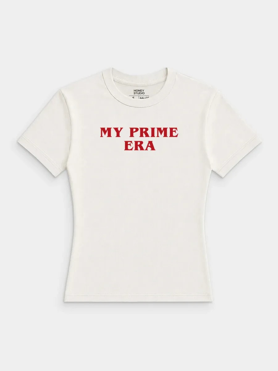 Футболка приталенная молочная с принтом My prime era