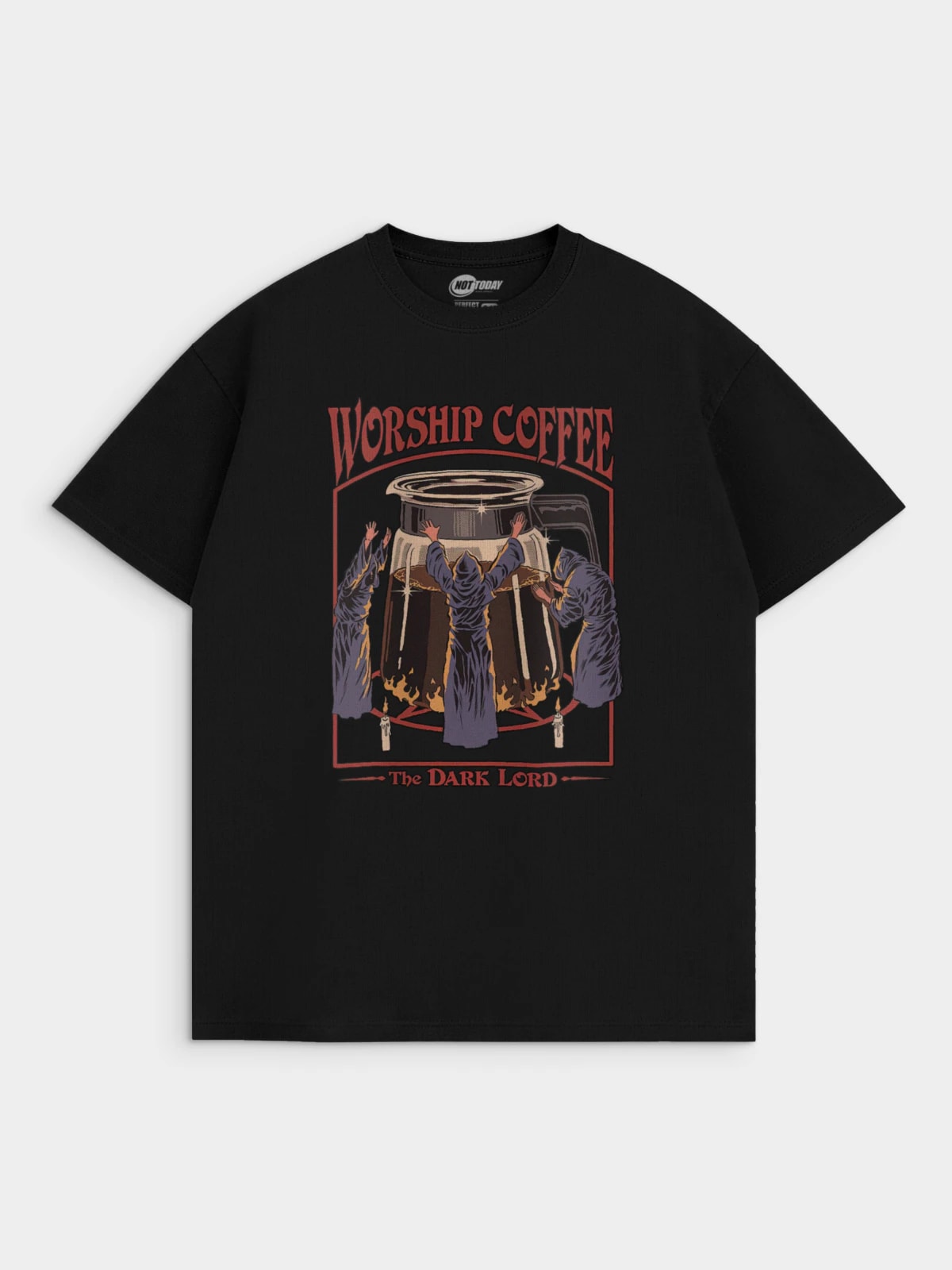 Футболка черная с принтом Worship coffee
