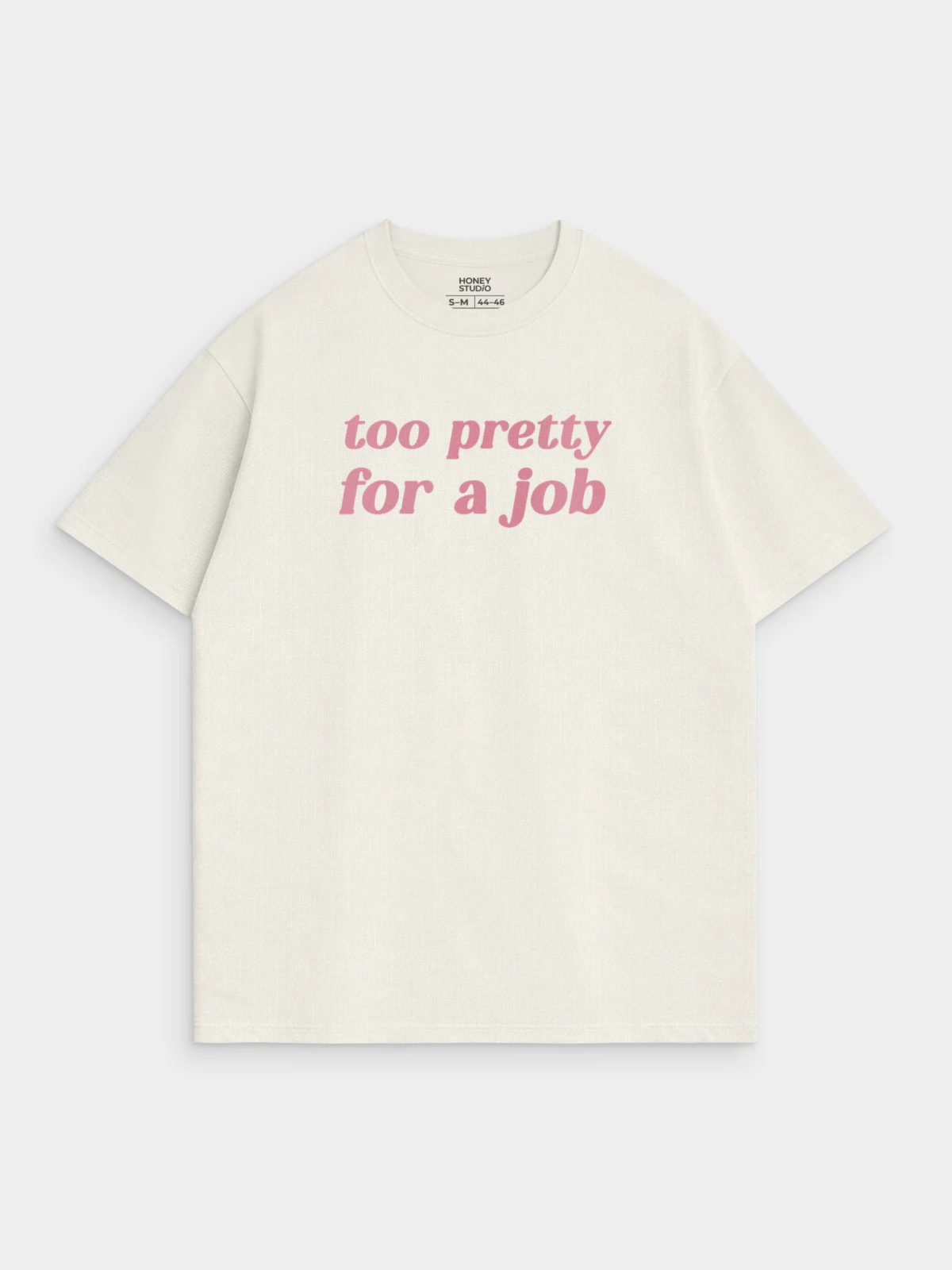 Футболка молочная с принтом Too pretty for a job