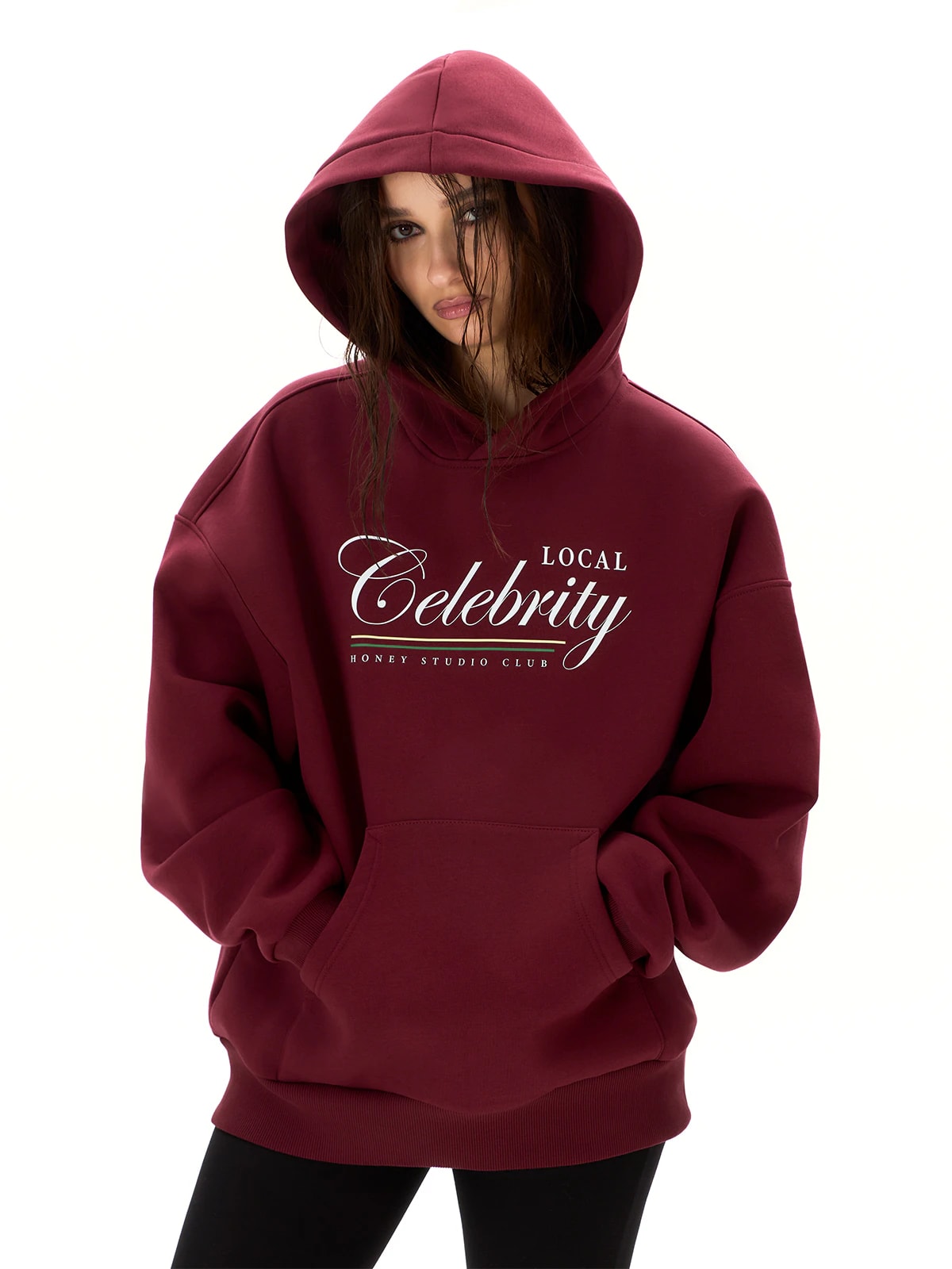 Худи бордовый с принтом Local celebrity