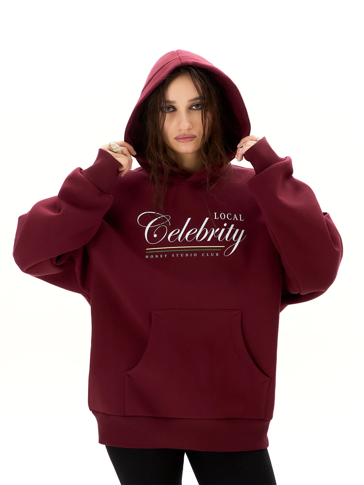Худи бордовый с принтом Local celebrity