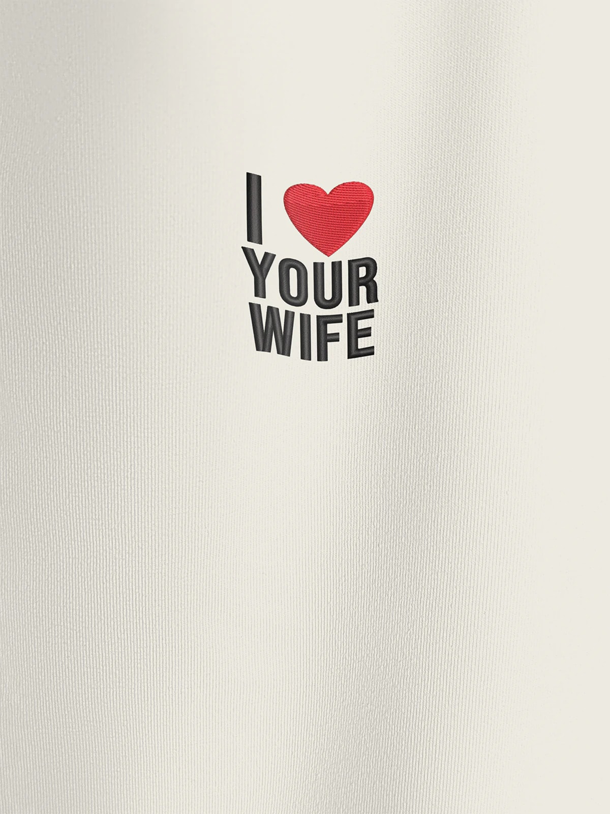 Футболка молочная с вышивкой I love your wife