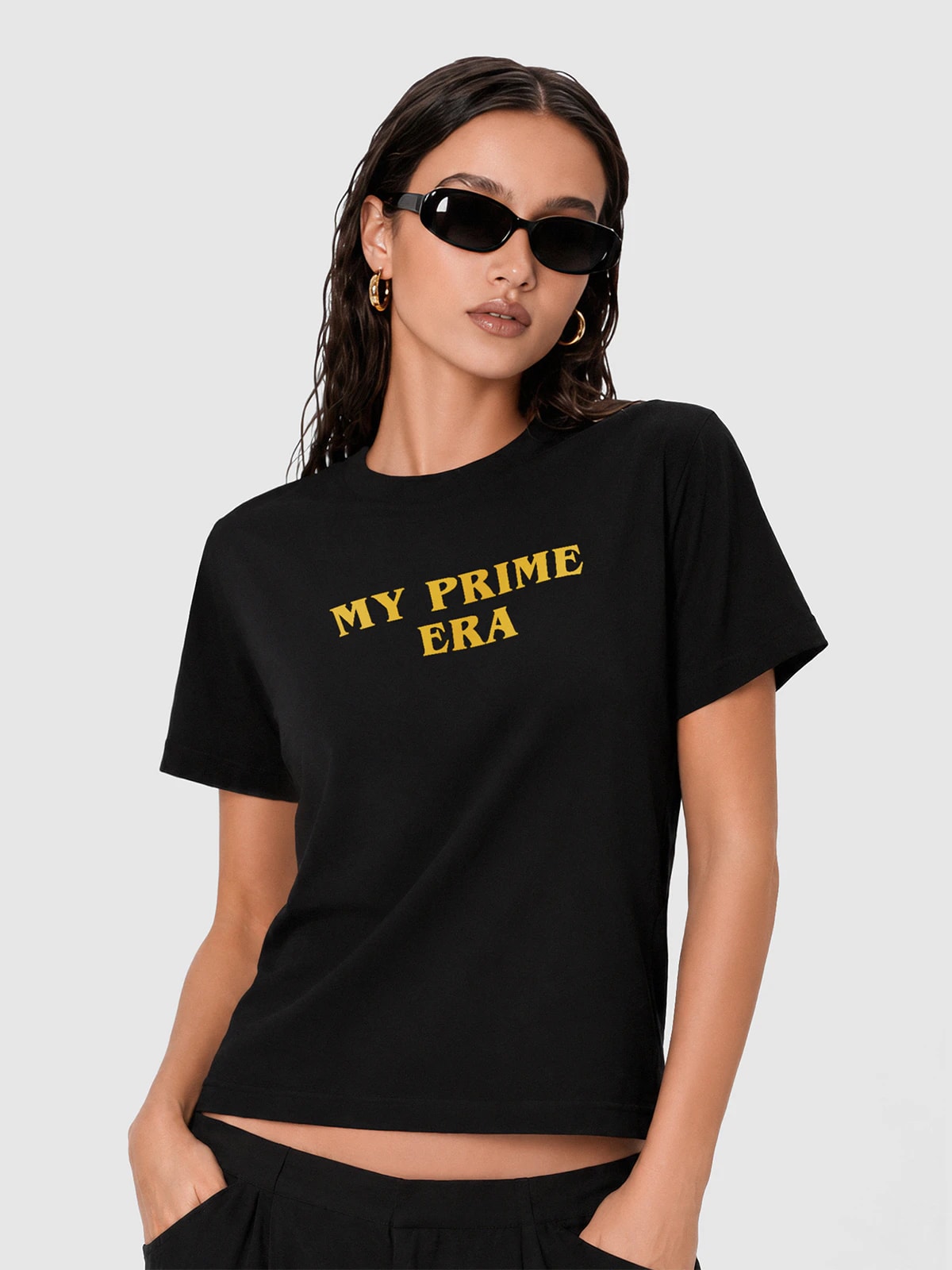 Футболка приталенная черная с принтом My prime era