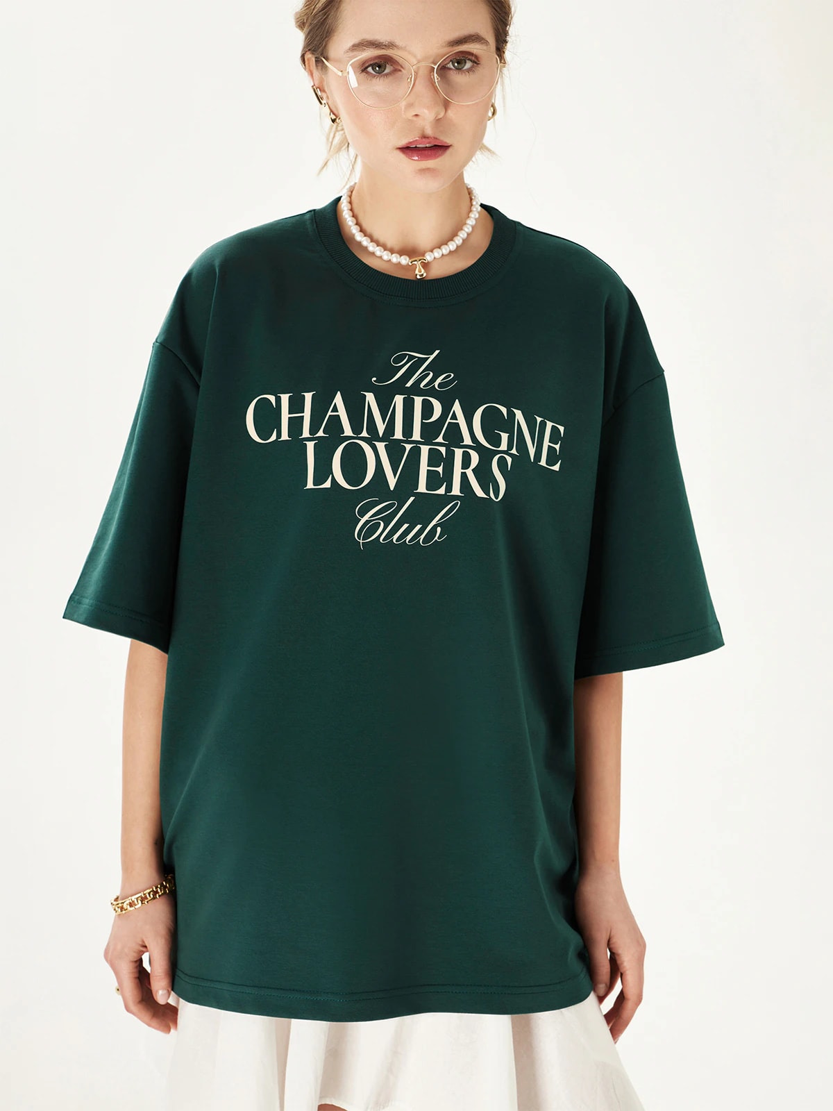 Футболка зеленая с принтом The champance lovers club