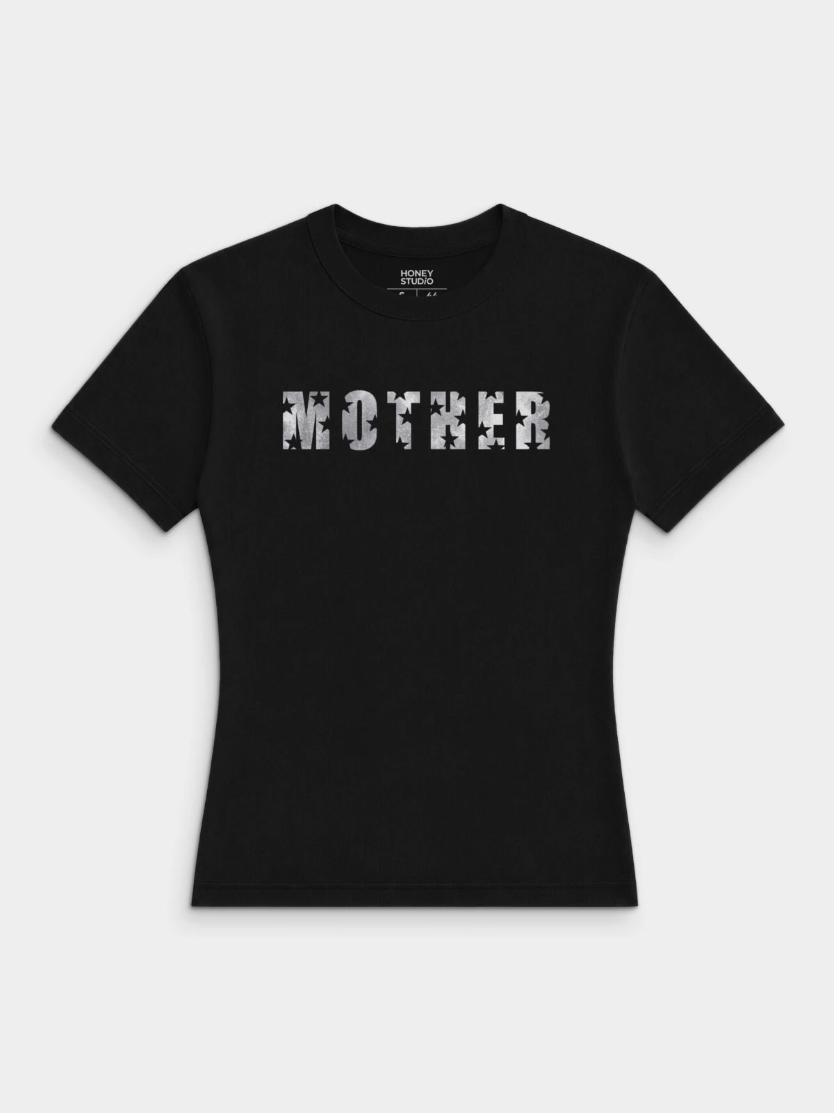 Футболка приталенная черная с принтом Mother