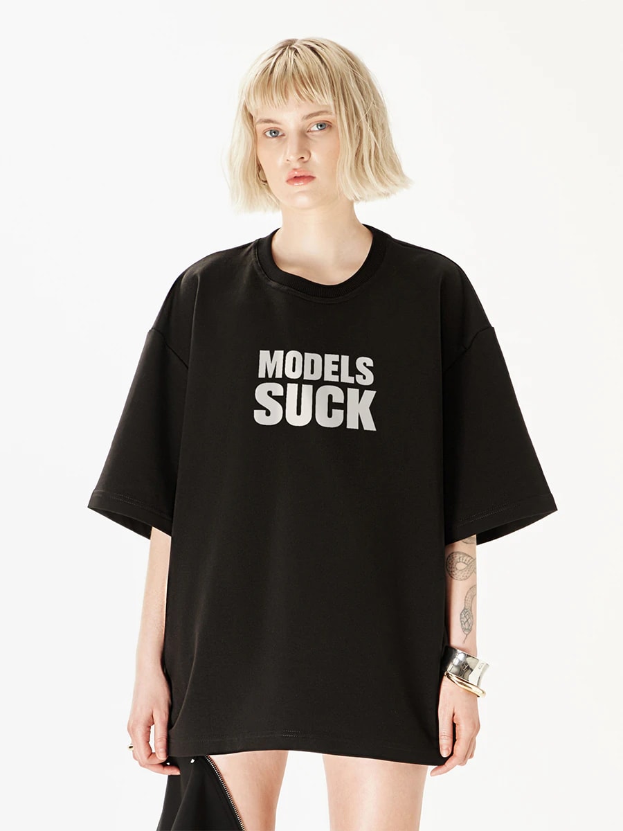 Футболка черная с принтом Models suck