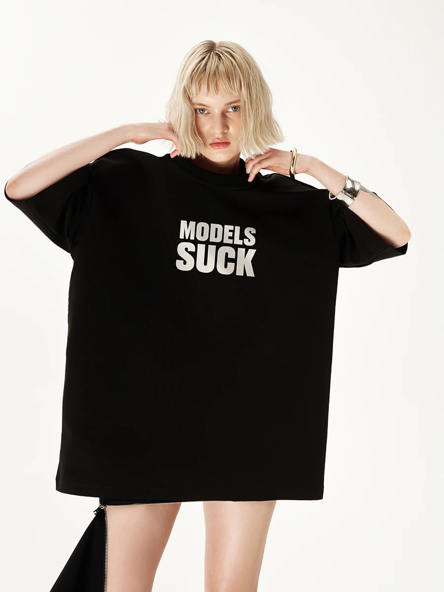 Футболка черная с принтом Models suck
