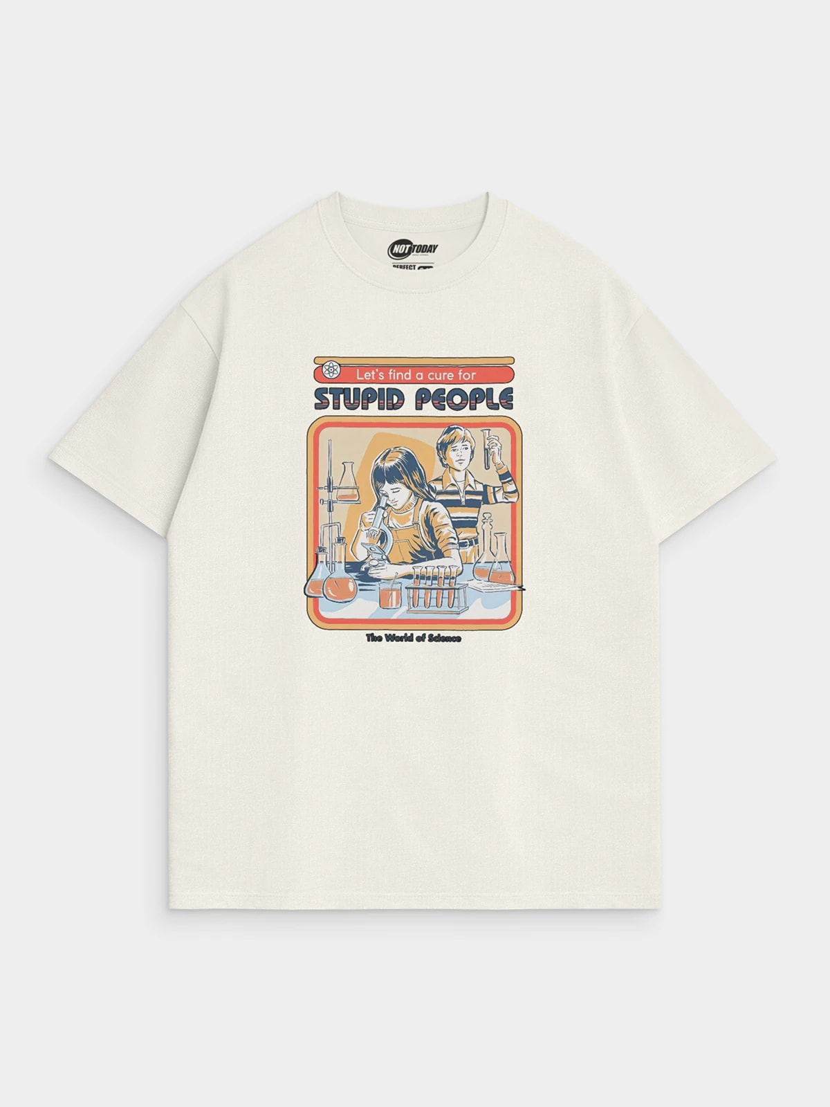 Футболка молочная с принтом Странные дети Stupid people