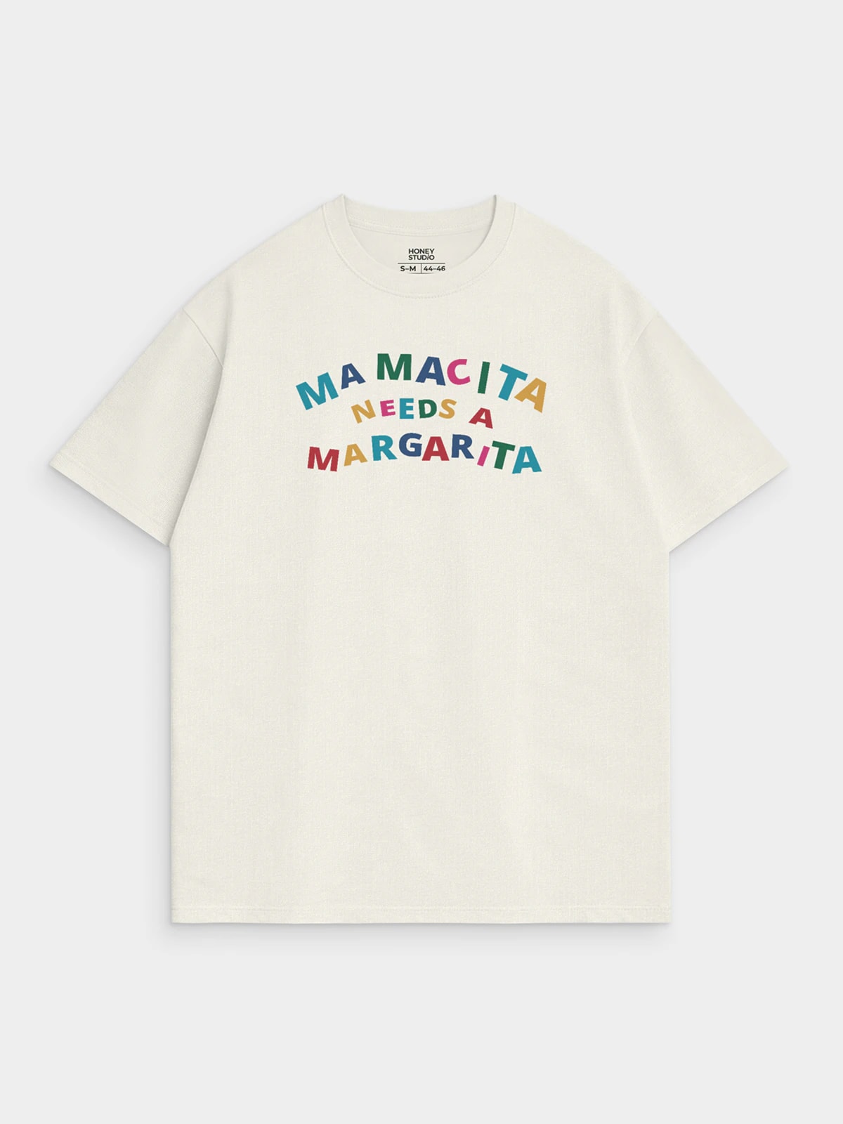Футболка молочная с принтом Mamacita needs a margarita
