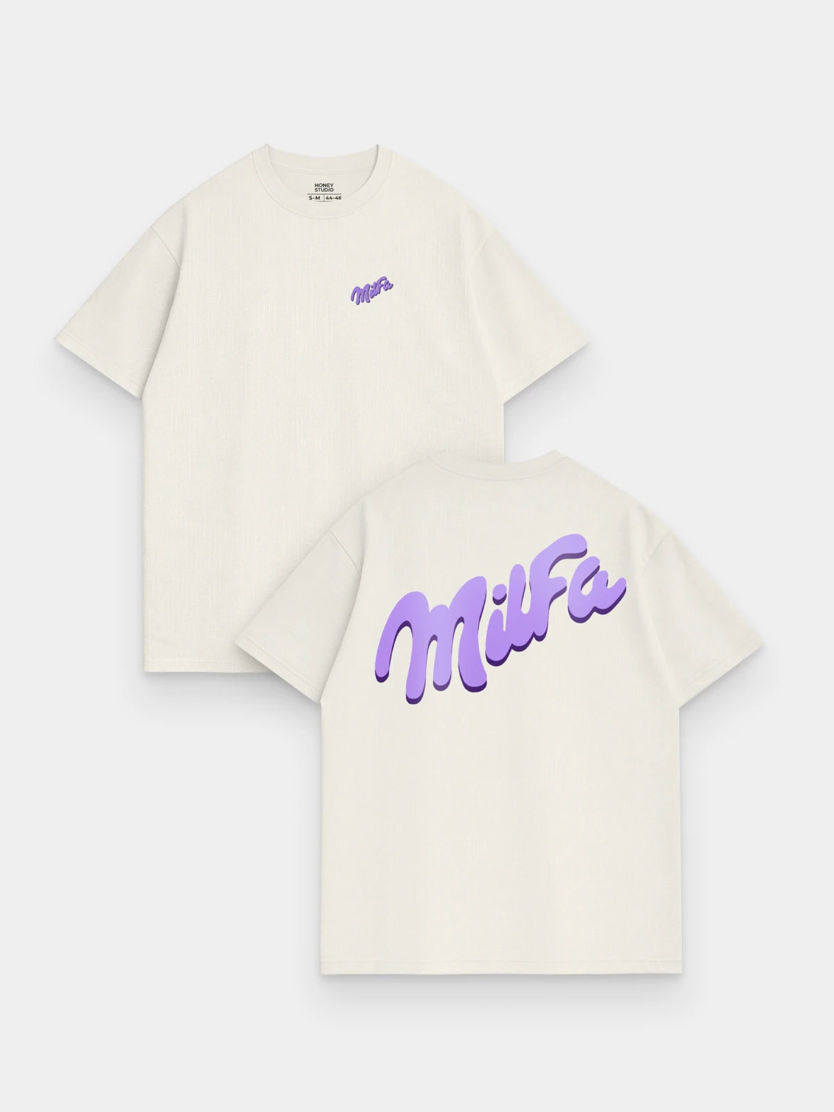 Футболка молочная с принтом Milfa