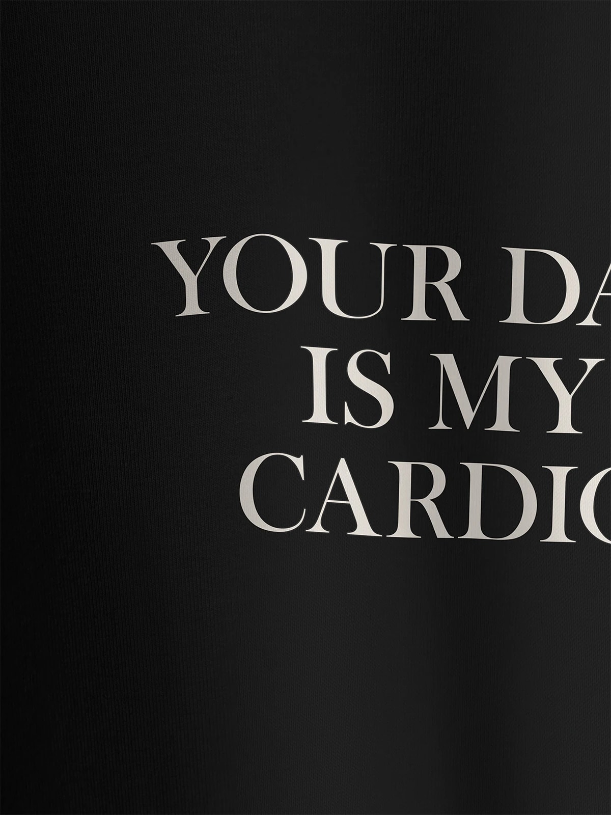Футболка приталенная черная с принтом Your dad is my cardio