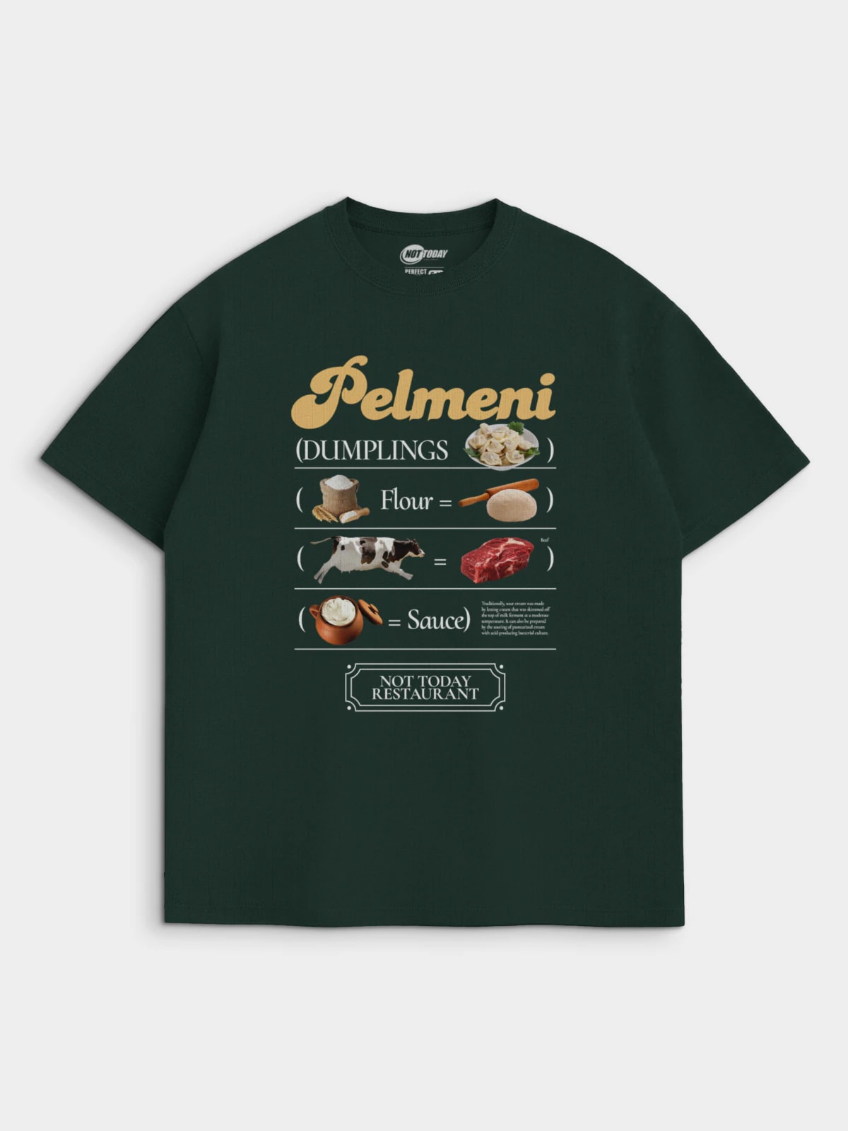 Футболка зеленая с принтом Pelmeni